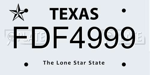 FDF4999 Texas License Plate