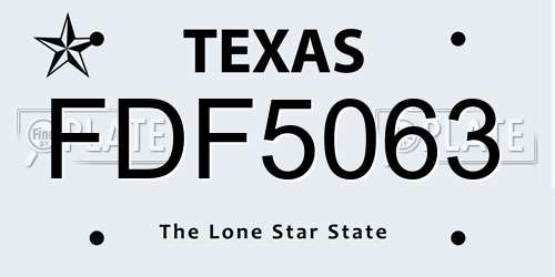 FDF5063 Texas License Plate