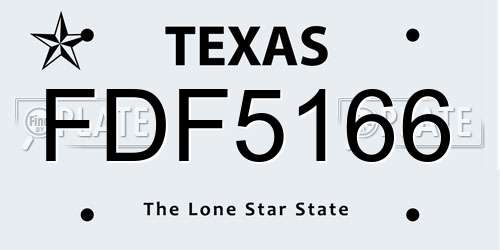 FDF5166 Texas License Plate