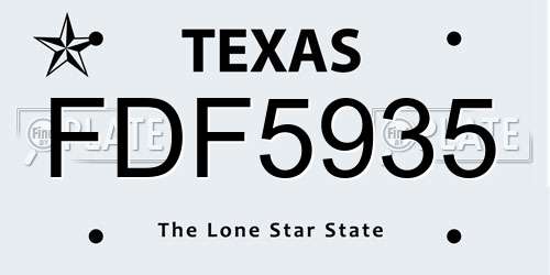 FDF5935 Texas License Plate