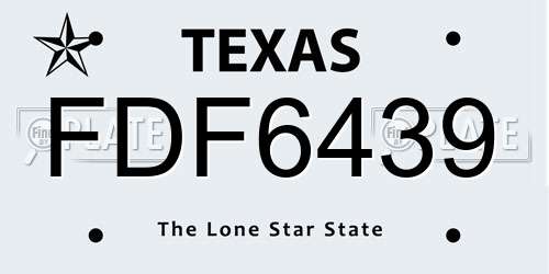 FDF6439 Texas License Plate