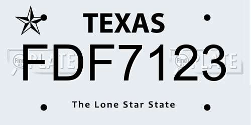 FDF7123 Texas License Plate