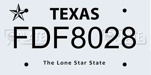 FDF8028 Texas License Plate