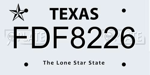 FDF8226 Texas License Plate