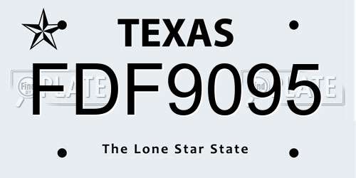 FDF9095 Texas License Plate