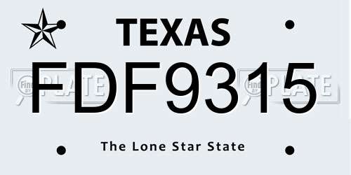 FDF9315 Texas License Plate