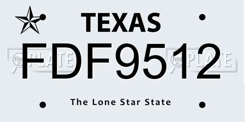 FDF9512 Texas License Plate