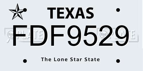 FDF9529 Texas License Plate