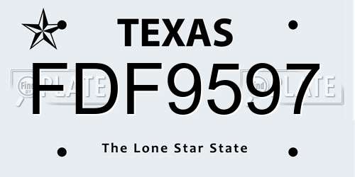 FDF9597 Texas License Plate