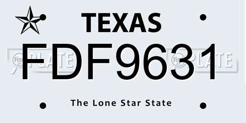 FDF9631 Texas License Plate