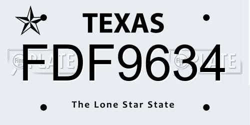 FDF9634 Texas License Plate