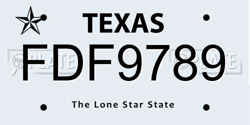 FDF9789 Texas License Plate