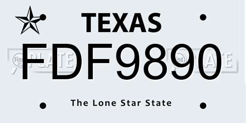 FDF9890 Texas License Plate