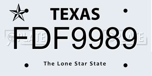FDF9989 Texas License Plate