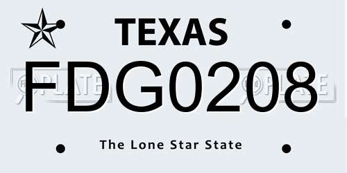 FDG0208 Texas License Plate