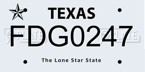 FDG0247 Texas License Plate