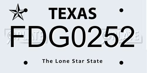FDG0252 Texas License Plate
