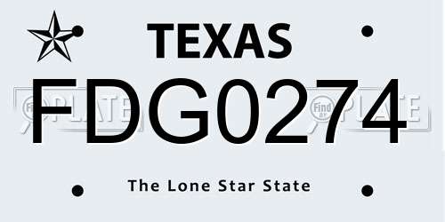 FDG0274 Texas License Plate