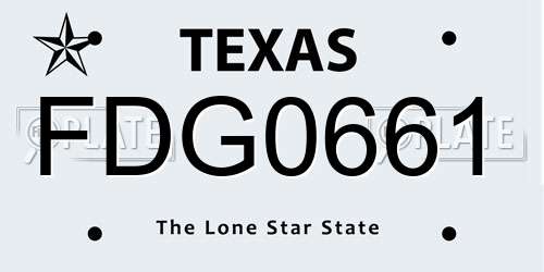 FDG0661 Texas License Plate