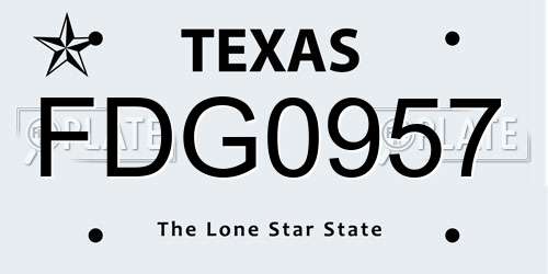 FDG0957 Texas License Plate
