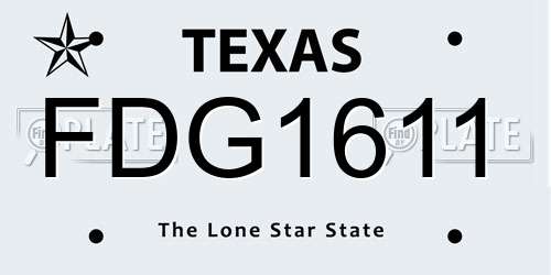 FDG1611 Texas License Plate