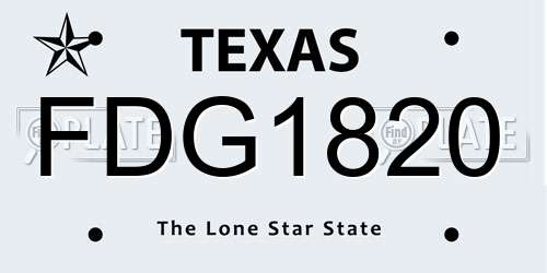 FDG1820 Texas License Plate