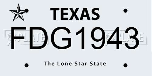 FDG1943 Texas License Plate