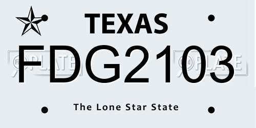 FDG2103 Texas License Plate