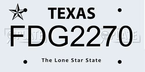 FDG2270 Texas License Plate