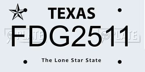 FDG2511 Texas License Plate
