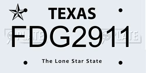 FDG2911 Texas License Plate