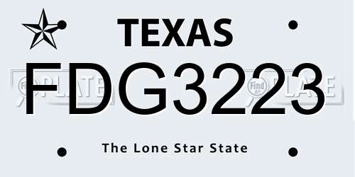 FDG3223 Texas License Plate