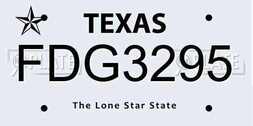 FDG3295 Texas License Plate