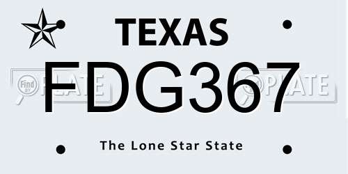 FDG367 Texas License Plate