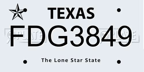 FDG3849 Texas License Plate