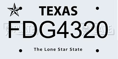 FDG4320 Texas License Plate