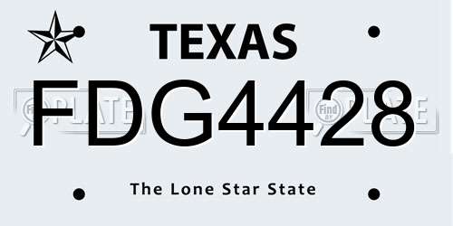FDG4428 Texas License Plate