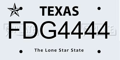 FDG4444 Texas License Plate