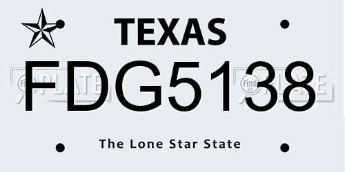 FDG5138 Texas License Plate