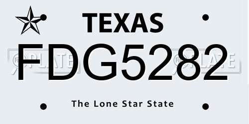 FDG5282 Texas License Plate