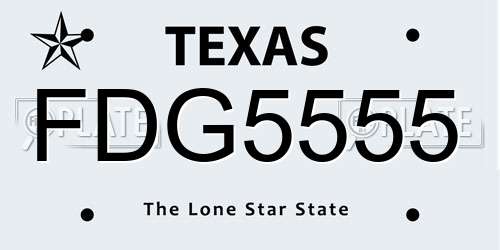 FDG5555 Texas License Plate