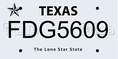 FDG5609 Texas License Plate