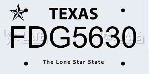 FDG5630 Texas License Plate