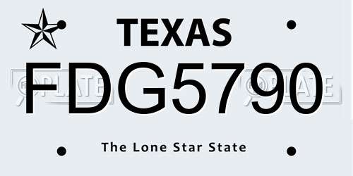 FDG5790 Texas License Plate