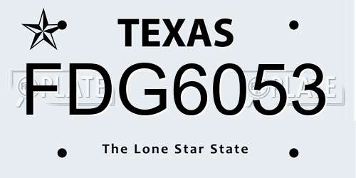 FDG6053 Texas License Plate
