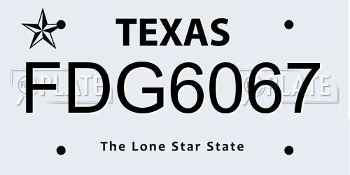 FDG6067 Texas License Plate