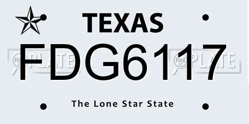 FDG6117 Texas License Plate