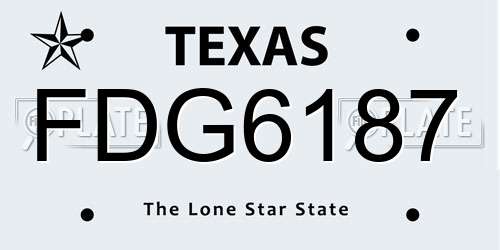 FDG6187 Texas License Plate