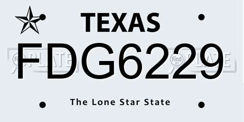 FDG6229 Texas License Plate