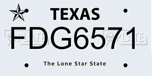 FDG6571 Texas License Plate